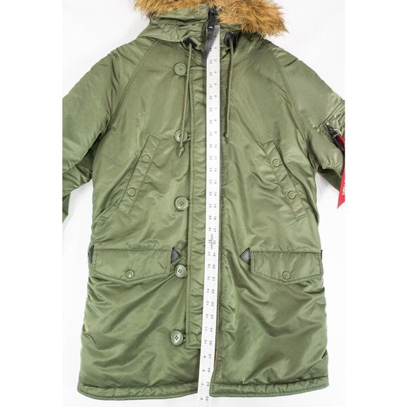 Alpha Industries Parka Jacket Men’s Size Small Green - Picture 13 of 14